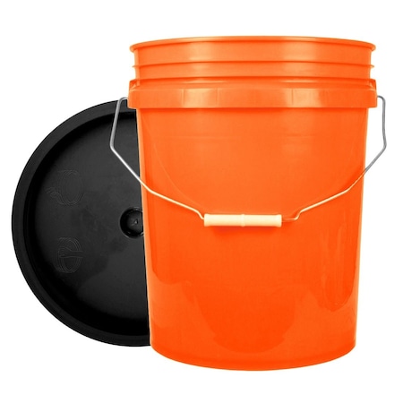 Bucket, 12 In H, Orange And Black